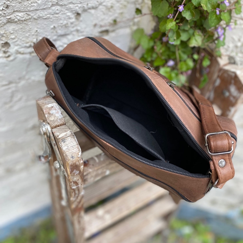 Lene skindtaske - Patineret brun lammeskind - Freja skind