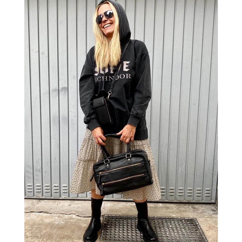 Isabell crossover väska - Svart skinn - Treats