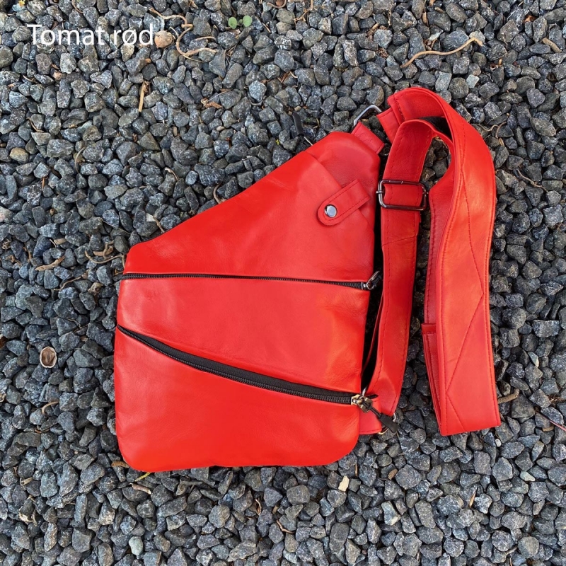 Tomat rød Iben rygsæk crossbody - Lammeskind - Freja skind