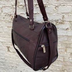 Aubergine Anja skuldertaske - skind - Freja skind