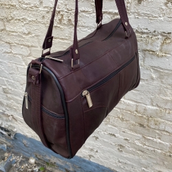 Aubergine Anja skuldertaske - skind - Freja skind