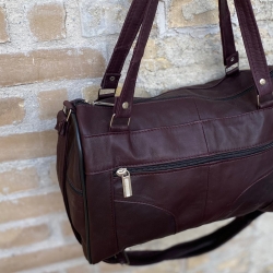 Aubergine Anja skuldertaske - skind - Freja skind