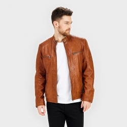 Cognac Molltan herre skindjakke - 2130