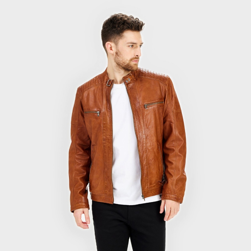 Cognac Moltan herrskinnjacka - Lammskinn