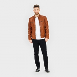 Cognac Molltan herre skindjakke - 2130