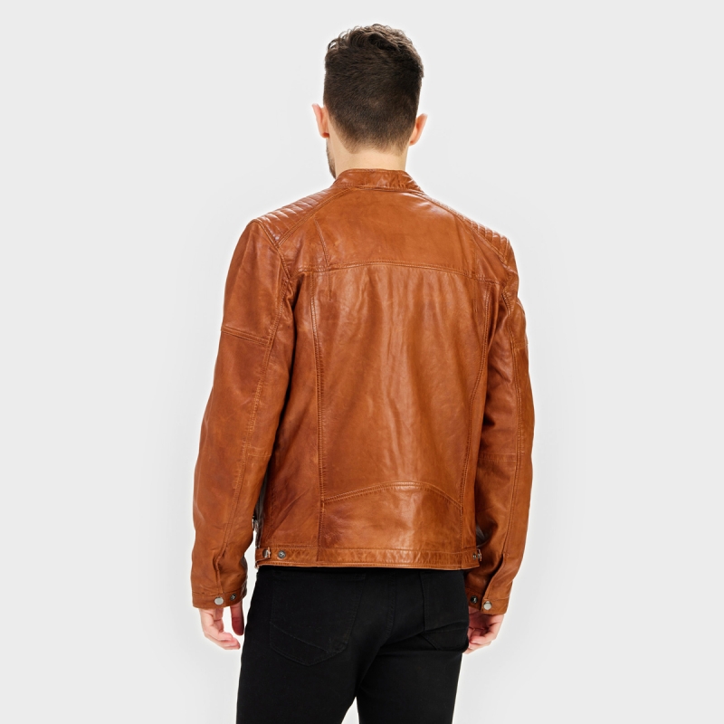 Cognac Moltan herrskinnjacka - Lammskinn