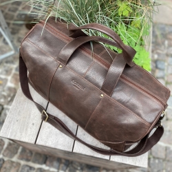 Lissabon weekendtaske i brun kalveskind - Freja skind