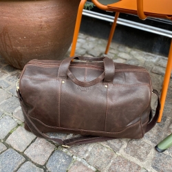 Lissabon weekendtaske i brun kalveskind - Freja skind