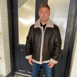 Eddie herre rulamsjakke - Pilot design - Brun - Freja skind