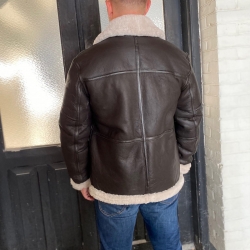 Eddie herre rulamsjakke - Pilot design - Brun - Freja skind