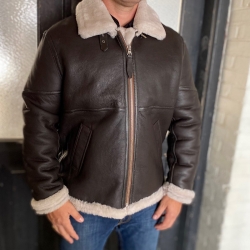 Brun herrfårskinnsjacka - Pilot - Varm vinterjacka