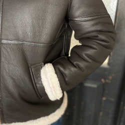 Eddie herre rulamsjakke - Pilot design - Brun - Freja skind