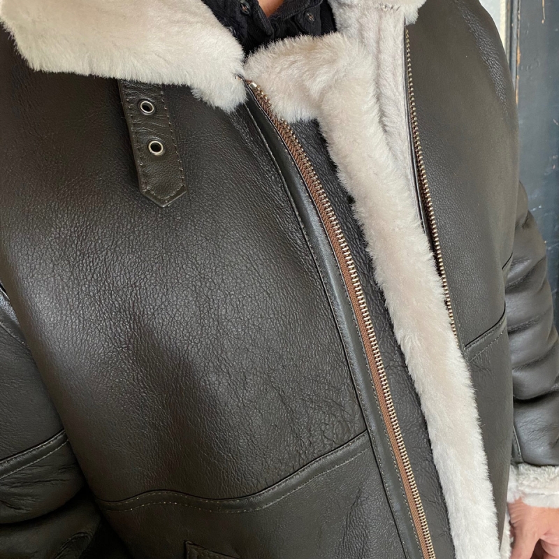 Eddie herre rulamsjakke - Pilot design - Brun - Freja skind