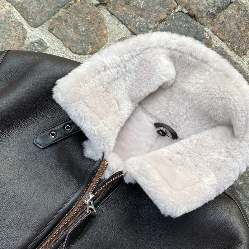 Eddie herre rulamsjakke - Pilot design - Brun - Freja skind