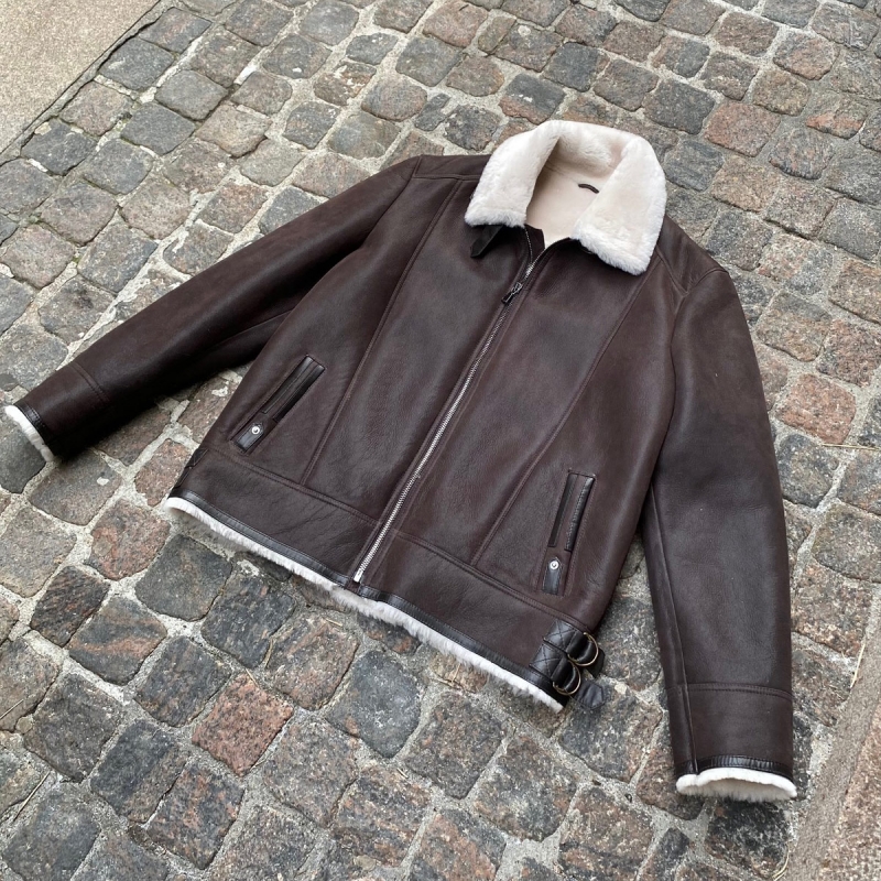 Murphy herre rulamsjakke - Brun - Pilotjakke - Freja skind