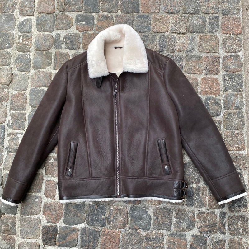 Murphy herre rulamsjakke - Brun - Pilotjakke - Freja skind