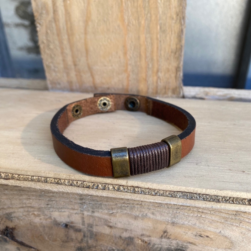 Stones læderarmbånd - Cognac - Freja skind