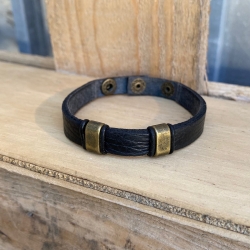 Bowie læderarmbånd - Sort kernelæder - regulerbar - Freja skind