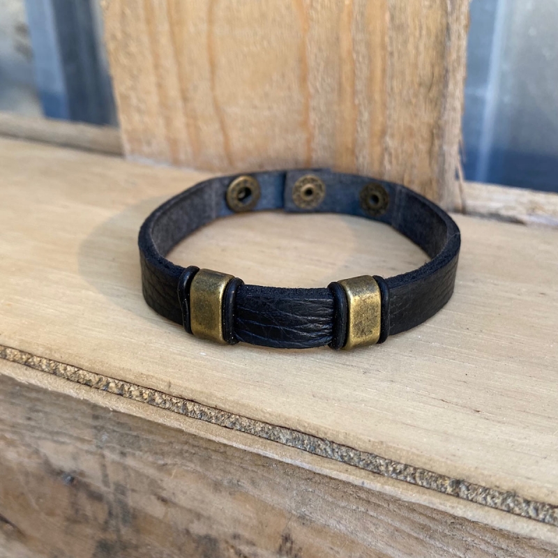Bowie læderarmbånd - Sort kernelæder - regulerbar - Freja skind