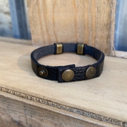 Bowie læderarmbånd - Sort kernelæder - regulerbar - Freja skind