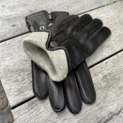 Ryan læderhandske med strikfoer - Blød skind - Freja skind