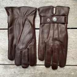 Brun Ryan læderhandske med strikfoer - Levinsky