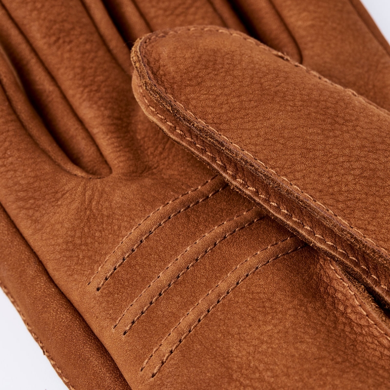 Joar herre læderhandske i cognac nubuck - Hestra - Freja skind
