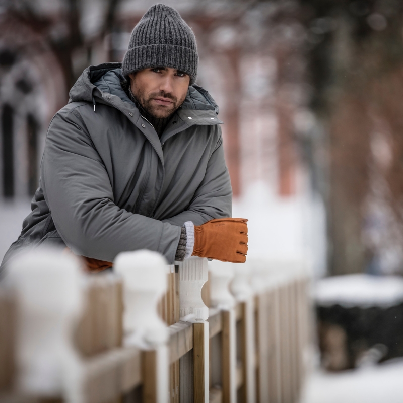 Joar Herrhandske i läder - Cognac nubuck - Primaloft foder - Hestra