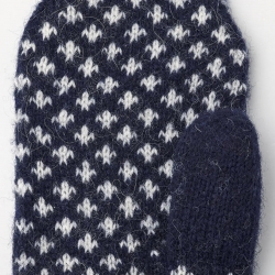 Isvik strikluffe - Hestra - Navy og offwhite - Freja skind