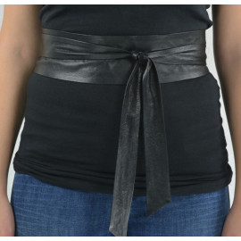 sort bindebælte i handskeskind - længde efter mål