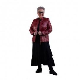 Rød plus size sporty dame skindjakke - Freja skind