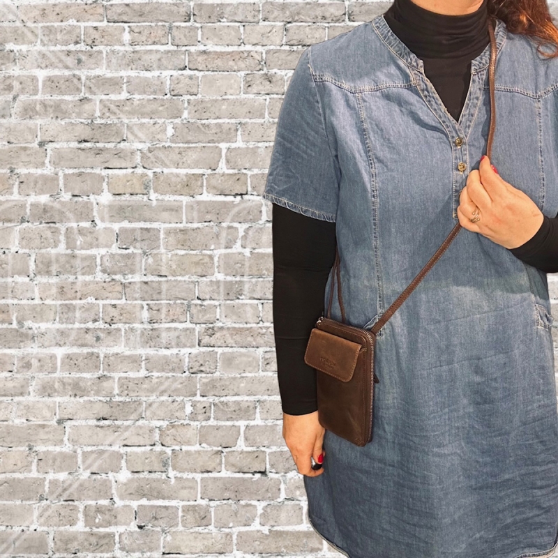 Birthe mobilhanger - corium - patineret brun - Freja skind