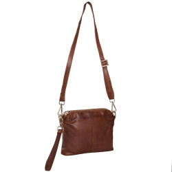 Cognac Liva skuldertaske og clutch - Orchid 18062 - Freja skind