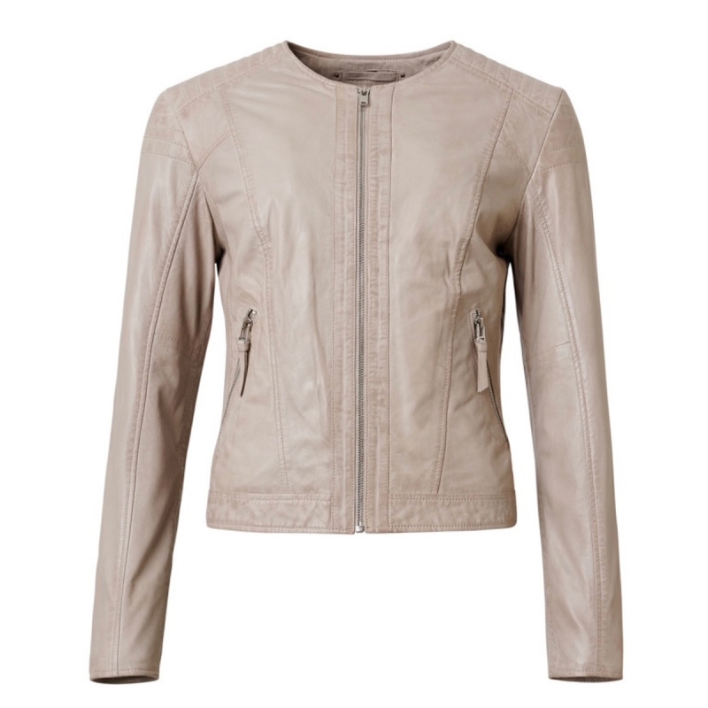 Beige Paula skindjakke fra SAKI - Blød lammeskind