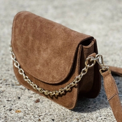 Brun Ayla crossbody taske med kæde - ruskind - Treats - 282281