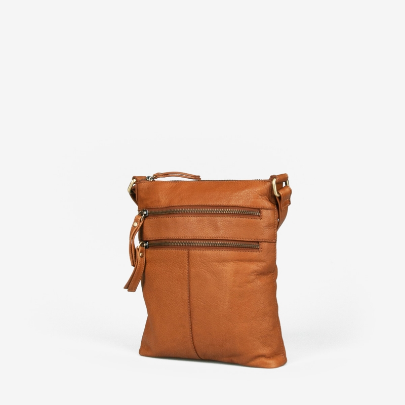 Cognac Alicia skindtaske crossbody fra Treats - Blød skind