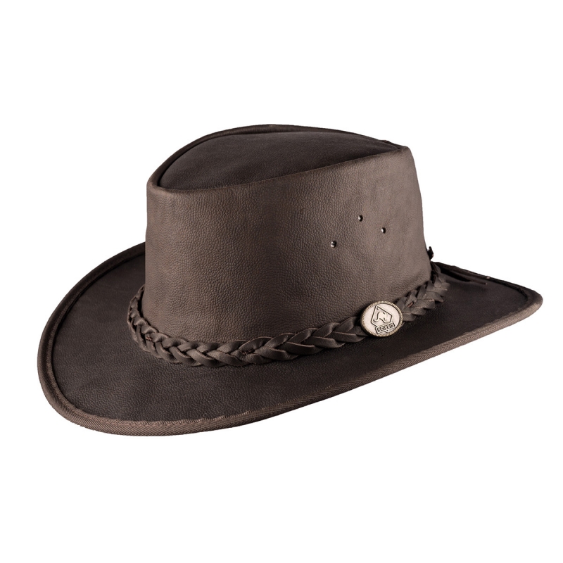 Talaroo - Australiensisk outback-hatt - Brun - Mjuk känguruskinn