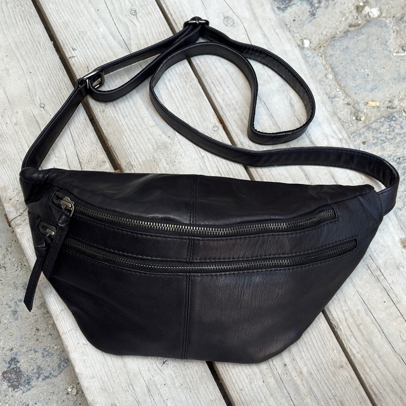 Vivian bumbag i blød skind - sort - Freja skind