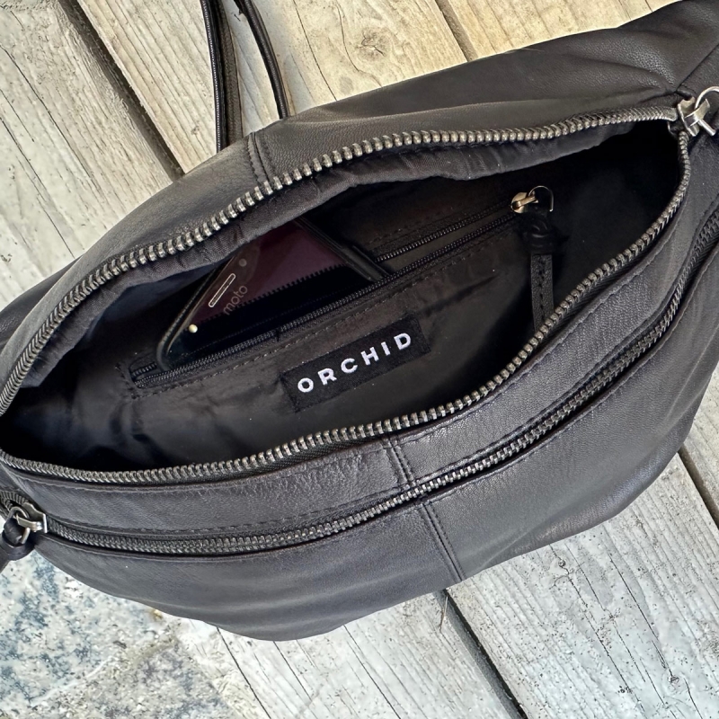 Vivian bumbag i blød skind - sort - Freja skind