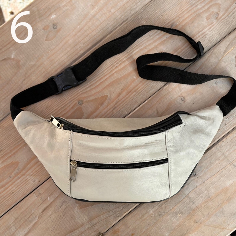 lys beige Tina bæltetaske - Blød lammeskind - Freja skind