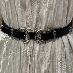 Rosane dame skindbælte - spænde med mønster - Freja skind