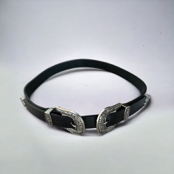 Rosane dame skindbælte - spænde med mønster - Freja skind