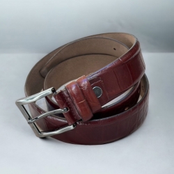 Palermo herrebælte i mønstret brandy kernelæder - Freja skind