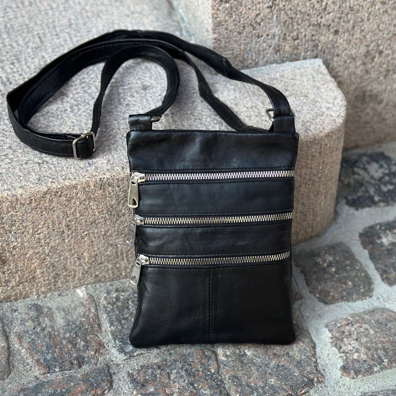 sort Andrea crossover taske - Freja skind