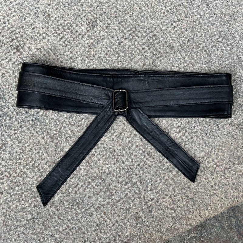 Taljebælte i blød sort skind - Freja skind