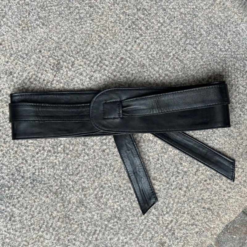 Taljebælte i blød sort skind - Freja skind