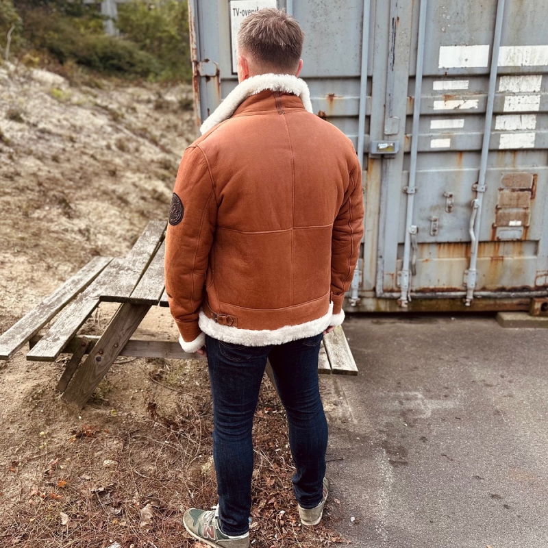 Jackson fårskinnsjacka - Pilotstil - Cognac - Herr - Freja Skind