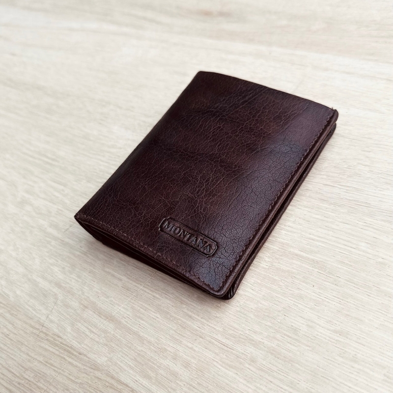 Brun herre læderpung med to fløje - Montana