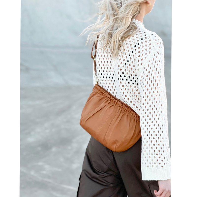 Cognac Dagny dametaske i blød skind - Treats