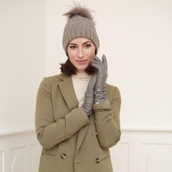 Lang dame skindhandske - Taupe lammeskind - Natures collection - NCF3003